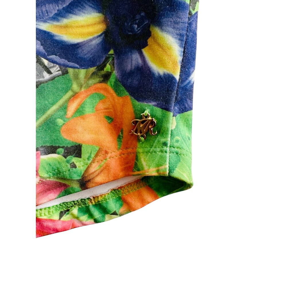 Morena Rosa Brazilian Tropical Floral Printed Logo Blouson Short Sleeve Dress XS - Picture 5 of 9